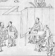 Confucius and his disciples: Public Domain