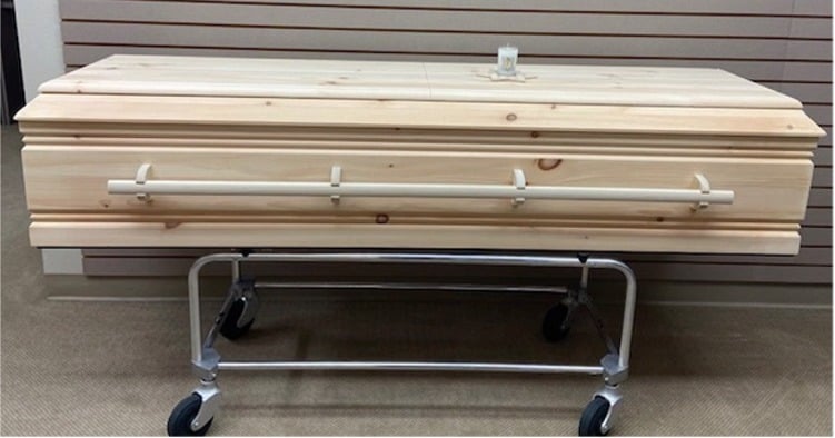 Casket with Star of David and Candle on it
