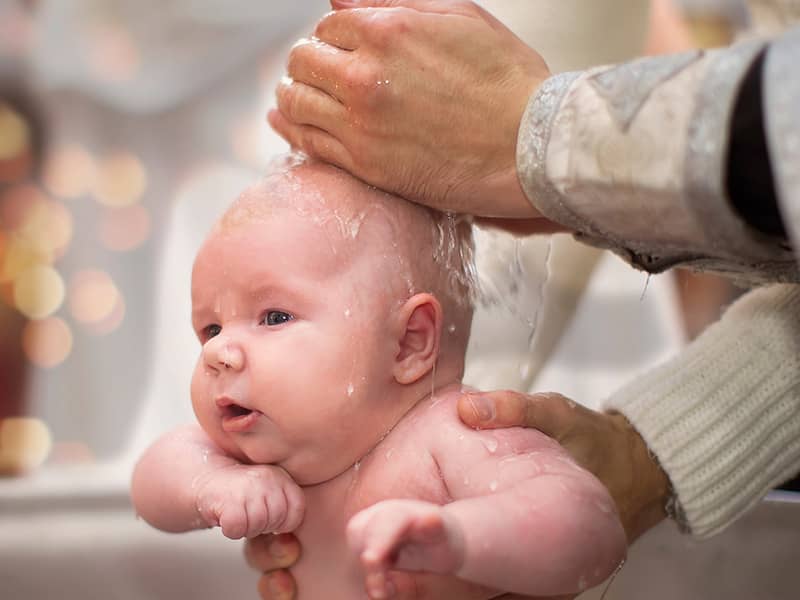 baby being baptised