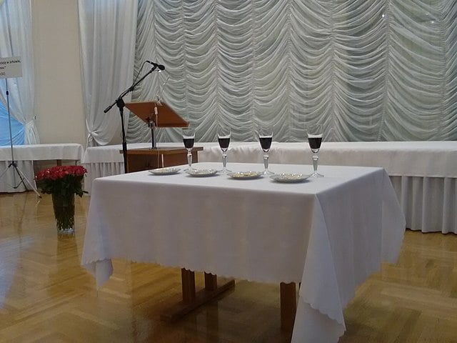 table with wine