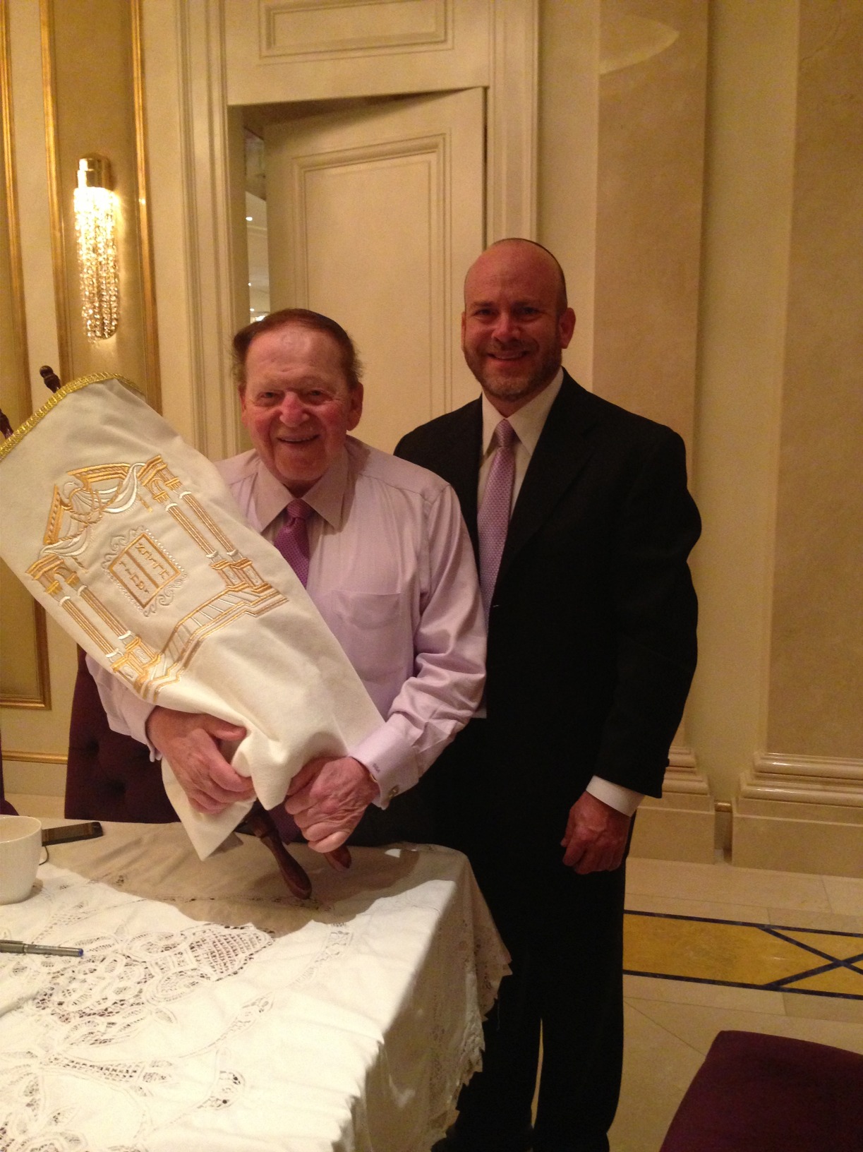 Sheldon Adelson Receives His Birthday Torah