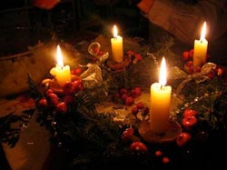 Advent wreath, with four candles representing the four Sundays before Christmas Source: http://www.flickr.com/photos/petroleumjelliffe/2530121/