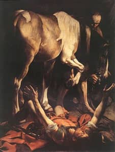 depiction of Saul's conversion on the road to Damascus (Caravaggio)