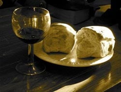 Bread and wine, components of the Eucharist Source: http://www.flickr.com/photos/khrawlings/3383659848/