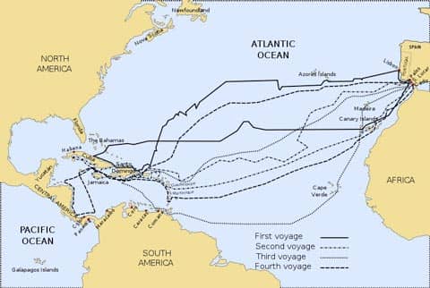 Voyages of Christopher Columbus Source: Public Domain