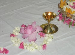 lotus flower table arrangements at an Indian party