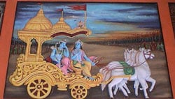 Title: Lord Krishna instructing the Bhagavad Gita to Arjuna