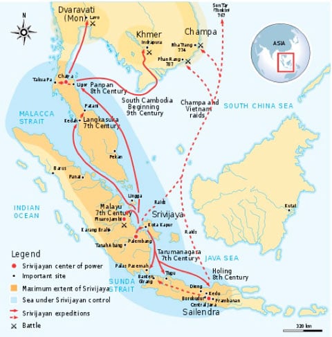 Title: The maximum extent of Srivijayan Empire around 8th century