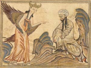 Mohammed receiving revelation from the angel Gabriel