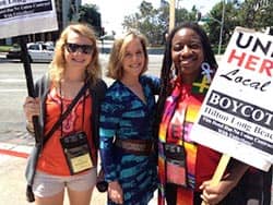 On the picket line with hotel workers at General Synod, Long Beach, CA